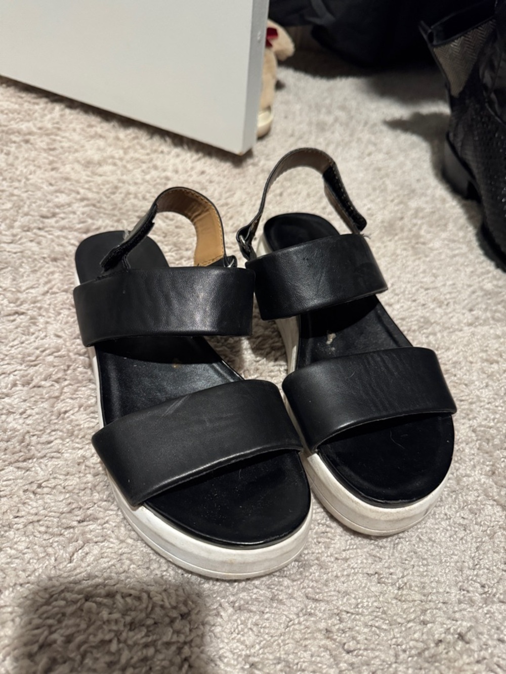 Franco Sarto Black Platform Double-Strap Sandals